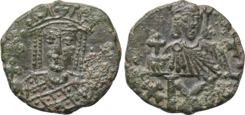 CONSTANTINE VI and IRENE (780-797). Follis. Constantinople. 

Obv: Crowned fac...