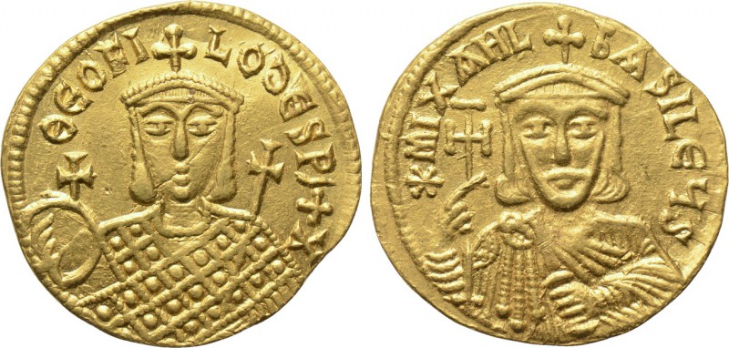 MICHAEL II AMORIANUS with THEOPHILUS (820-829). GOLD Solidus. Constantinople. 
...