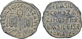 BASIL I THE MACEDONIAN with CONSTANTINE (867-886). Follis. Constantinople (or uncertain provincial mint?).