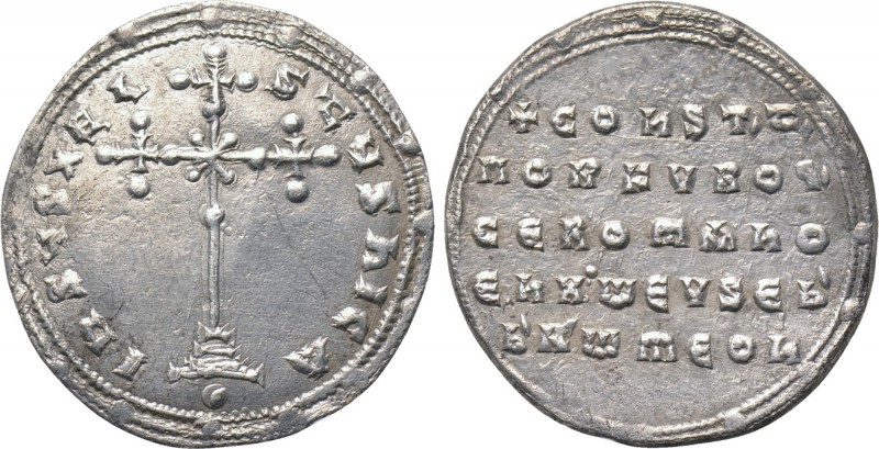 CONSTANTINE VII PORPHYROGENITUS with ROMANUS I (913-959). Miliaresion. Constanti...