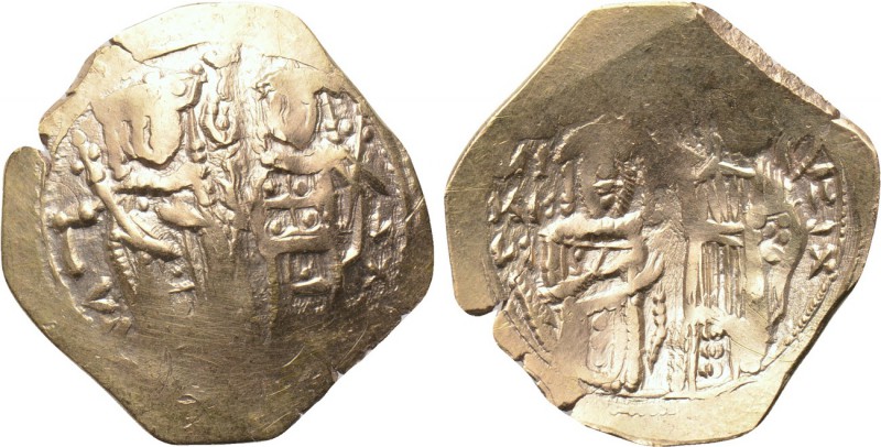 JOHN V PALAEOLOGUS with ANNA SAVOY (1341-1391). GOLD Hyperpyron. Constantinople....