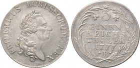 GERMANY. Brandenburg-Preußen. Friedrich II (1740-1786). 1/3 Reichstaler (1777-B). Breslau.