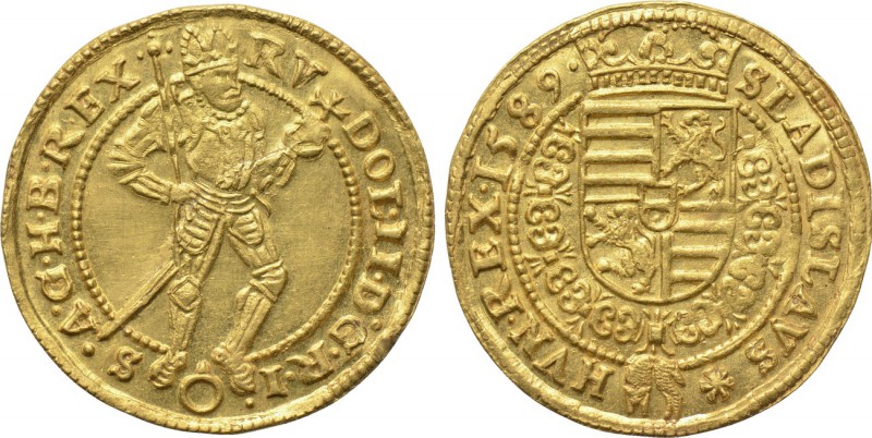 HOLY ROMAN EMPIRE. Rudolf II (1576-1612). GOLD Ducat (1589). Vienna. 

Obv: RV...