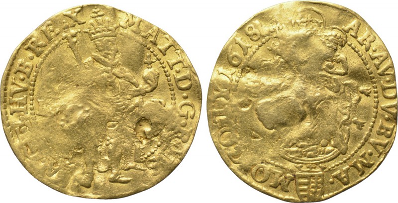 HUNGARY. Matthias II (1608-1619). GOLD Ducat (1618-KB). Kremnitz. 

Obv: MATT ...