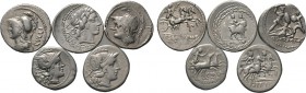 5 Roman republican denari.