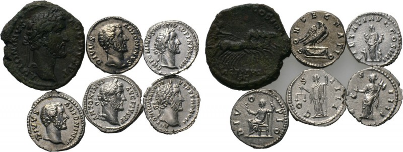 6 coins of Antoninus Pius. 

Obv: .
Rev: .

. 

Condition: See picture.
...