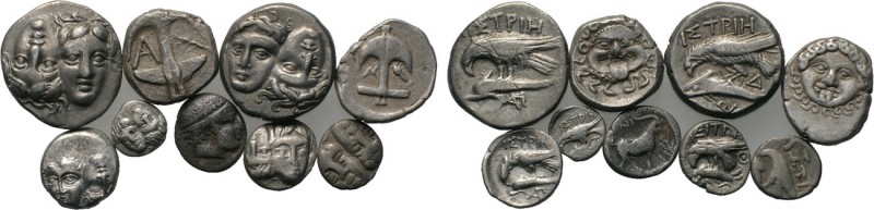 10 Greek silver coins. 

Obv: .
Rev: .

. 

Condition: See picture.

We...