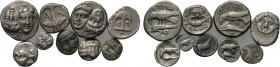 10 Greek silver coins.