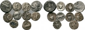 10 Greek silver coins.