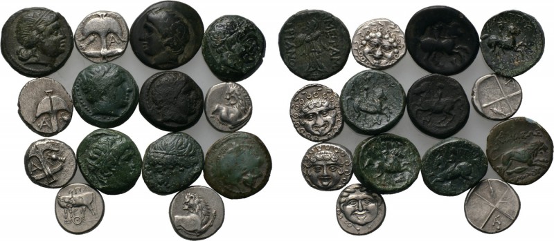 14 Greek coins. 

Obv: .
Rev: .

. 

Condition: See picture.

Weight: g...