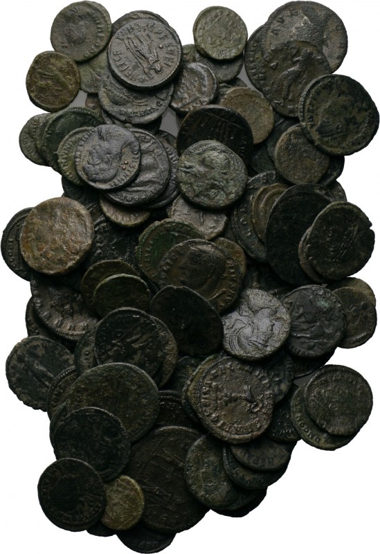 Circa mostly 115 late Roman coins. 

Obv: .
Rev: .

. 

Condition: See pi...