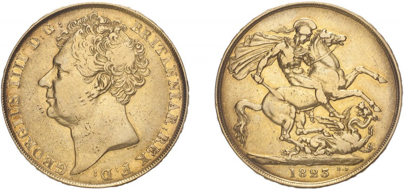 George IV (1820-1830). Two Pounds, 1823, bare head. (S.3798). Hairlines, Good Fi...