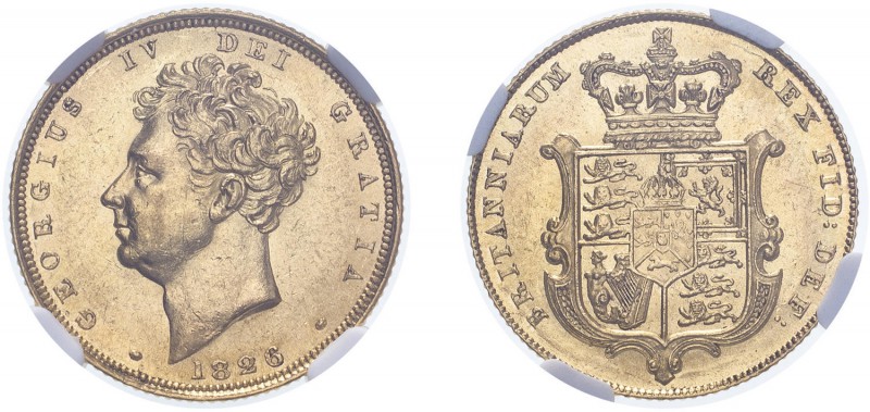 George IV (1820-1830). Sovereign, 1826, bare head. (M.11, S.3801). Slabbed and g...