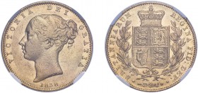 Victoria (1837-1901). Sovereign, 1838, small young head. (M.22, S.3852). Slabbed and graded by NGC as XF45, certification number 4731916-001.