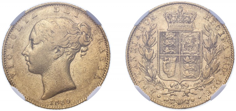 Victoria (1837-1901). Sovereign, 1839, small young head. (M.23, S.3852). Slabbed...