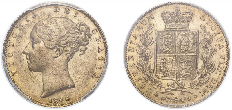 Victoria (1837-1901). Sovereign, 1846, young head. (M.29, S.3852). Slabbed and g...