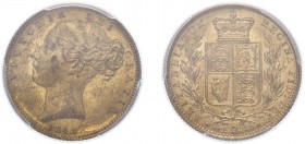 Victoria (1837-1901). Sovereign, 1848, second large head. (M.31, S.3852C). Slabbed and graded by PCGS as MS64. A rare date with only two examples grad...