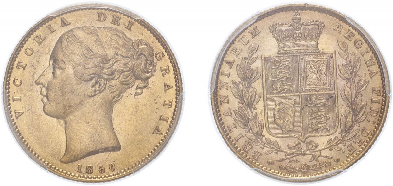 Victoria (1837-1901). Sovereign, 1850, second large head. (M.33, S.3852C). Lovel...