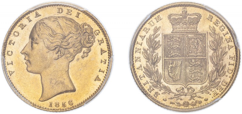 Victoria (1837-1901). Sovereign, 1856, second large head. (M.39, S.3852D). Slabb...