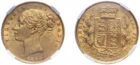 Victoria (1837-1901). Sovereign, 1864, second large head, die number 89. (M.49, S.3853). Slabbed and graded by NGC as MS62.