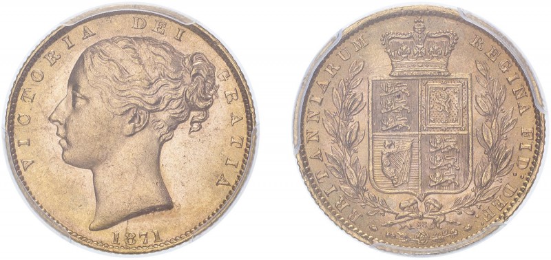 Victoria (1837-1901). Sovereign, 1871, second large head, die number 28. (M.55, ...
