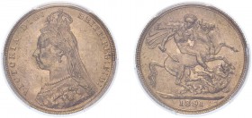 Victoria (1837-1901). Sovereign, 1891, jubilee bust, horse with longer tail. (M.129A, S.3866C). Slabbed and graded by PCGS as MS62.