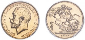 George V (1910-1936). Sovereign, 1911, bare head, proof issue. (S.3996). Slabbed and graded by PCGS as PR64, certification number 36319805.