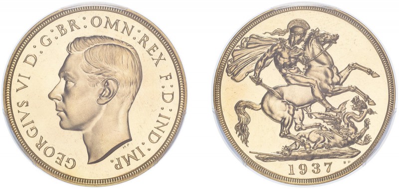 George VI (1936-1952). Two Pounds, 1937, bare head, proof issue. (S.4075). Slabb...