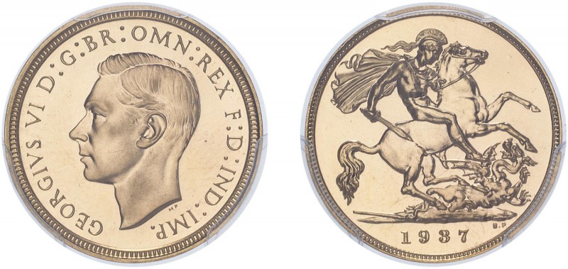 George VI (1936-1952). Half-Sovereign, 1937, bare head, proof issue. (S.4077). S...