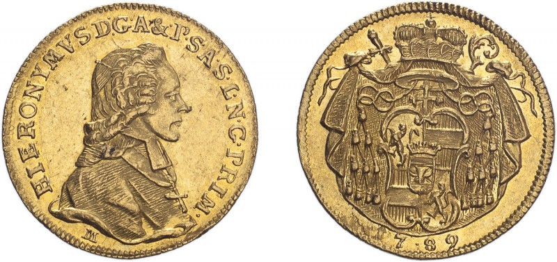 AUSTRIA. SALZBURG. Hieronymus von Colloredo. Ducat, 1789 M, 3.50 g. KM-463, Fr-8...