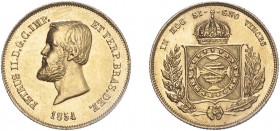 BRAZIL. Pedro II, 1831-89. 5000 Réis, 1854, Rio de Janeiro, 4.48 g. KM-470. Good extremely fine.