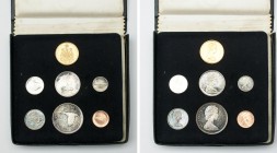 CANADA. Elizabeth II, 1967, 7 coin prooflike set, including gold Twenty Dollars. (KM PL18B). About as struck.