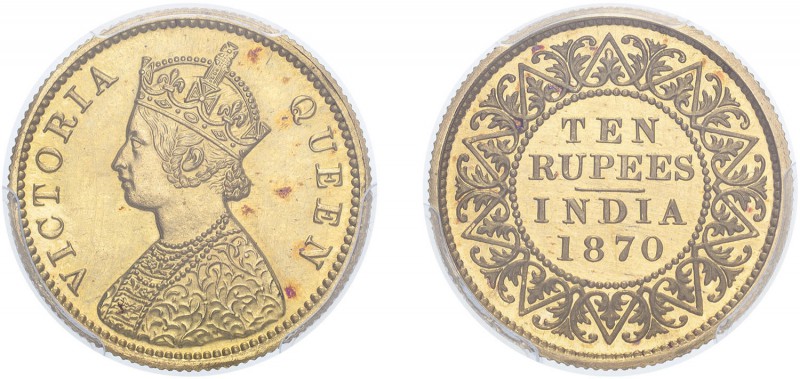 INDIA.Victoria, 1870 Proof Restrike Ten Rupees, Calcutta mint. (PR.28). Slabbed ...