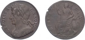 Charles II (1660-1685). Halfpenny, 1675, Cuir. bust. (BMC 516, S.3393). Small edge cut otherwise Good Fine or better.