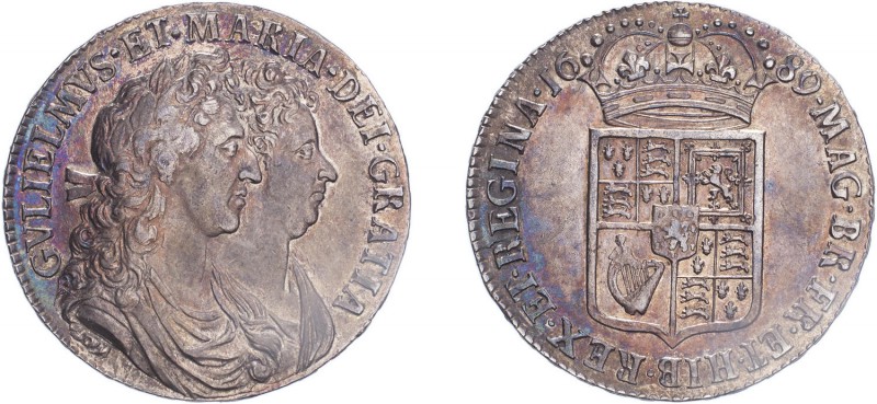 William & Mary (1688-1694). Halfcrown, 1689, second reverse, no forsting and no ...