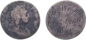 William III (1694-1702). Halfcrown, engraved as love token. (ESC -, S. -). Fair.
Obverse reads: Rob’t Wright – Died – Friday 30th May – 1828 – Aged 83...