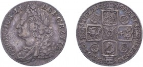 George II (1727-1760). Shilling, 1745, old bust, roses in angles. (ESC 1722, S.3702). Very Fine.