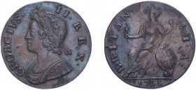 George II (1727-1760). Halfpenny, 1735, young bust, large date. (BMC 849, S.3717). Some spots otherwise better than Very Fine.