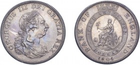 George III (1760-1820). Dollar, 1804, Bank of England issue, leaf to upright of E in DEI. (ESC 1925, S.3768). Possibly once lightly wiped otherwise Ex...
