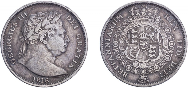 George III (1760-1820). Halfcrown 1816, bull head. (ESC 2086, S.3788). Good Fine...