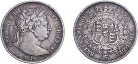 George III (1760-1820). Halfcrown 1816, bull head. (ESC 2086, S.3788). Good Fine.