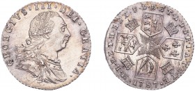 George III (1760-1820). Sixpence, 1787, older laureate bust. (ESC 2187, S.3749). Good Extremely Fine.