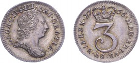 George III (1760-1820). Threepence, 1765, maundy issue, crowned 3 on reverse. (ESC 2257, S.3753). Extremely Fine and extremely rare.