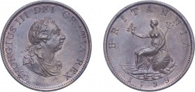 George III (1760-1820). Halfpenny, 1799, Soho issue. (BMC 1248, S.3778). Extremely Fine with traces of original colour.