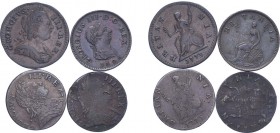 George III (1760-1820). Farthings (2), 1773, 1806. (S.3775, 3782) together with Farthings (2) 1773, 1775, both contemporary counterfeits. First two ve...