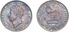 George IV (1820-1830). Shilling, 1825, bare head. Roman I in date. (ESC 2406, S.3812). Possibly artificial toning otherwise Good Very Fine and rare.