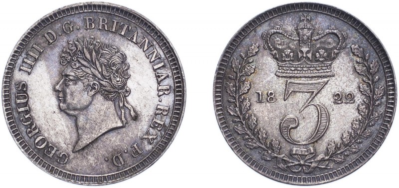 George IV (1820-1830). Threepence, 1822, small head. (ESC 2444, S.3816). About E...