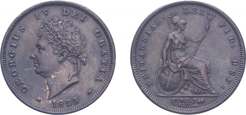 George IV (1820-1830). Penny, 1825, laureate head. (BMC 1420, S.3823). About Ext...