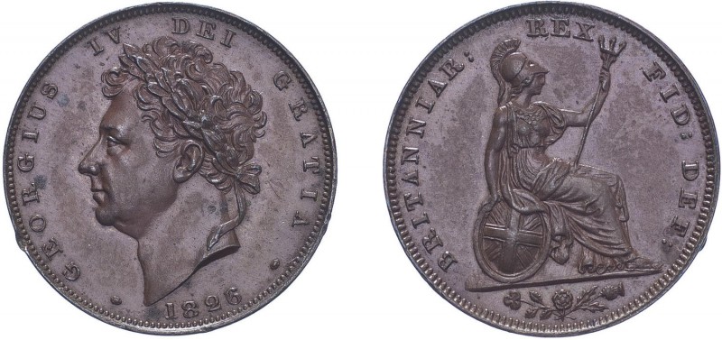 George IV (1820-1830). Farthing, 1826, bronzed proof, edge plain. (BMC 1440, S.3...
