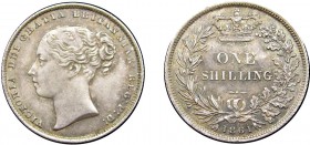 Victoria (1837-1901). Shilling, 1861, young head. (ESC 3019, S.3904). Slabbed and graded by PCGS as MS64. Scarce.